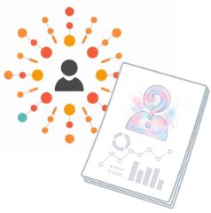 AI Archetypes — illustration of a person surrounded by radial network points beside a research report cover