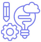 Strategy & Advisory — illustration of a lightbulb, gear, and pencil representing strategy work